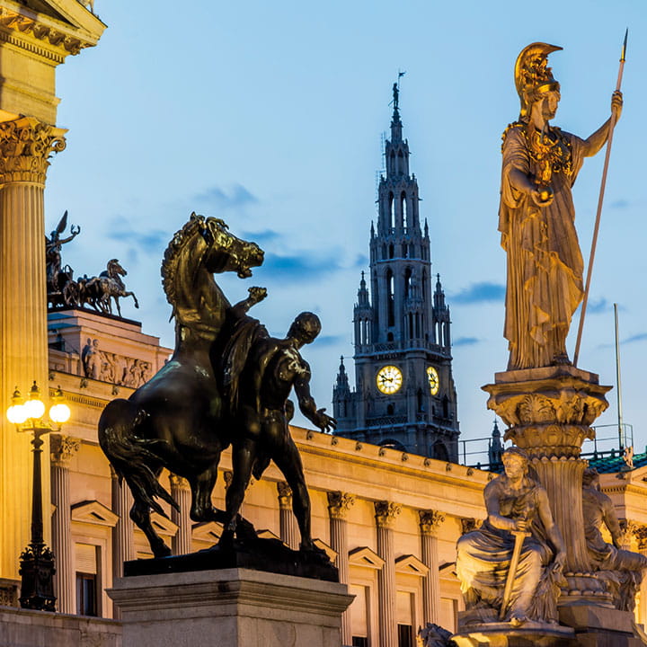 Equestrian statue of Ludwig Andreas Khevenhüller in Vienna, Austria in evening light Equestrian statue of Ludwig Andreas Khevenhüller in Vienna, Austria in evening light
